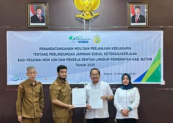 Bupati Buton Teken MoU dengan BPJS Ketenagakerjaan untuk Lindungi Non ASN dan Pekerja Rentan