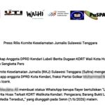 KKJ Sultra Kecam Anggota DPRD Kendari yang Labeli Berita KDRT Pejabat 'Hoaks'