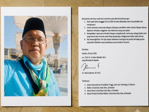 Prof Azhar Bafadal Layangkan Keberatan ke Irjen Kemdiktisaintek, Minta Proses Pilrek UHO Dihentikan Sementara