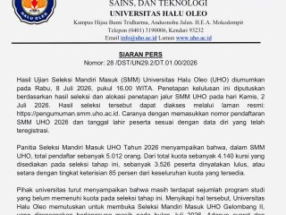 UHO Buka Seleksi Mandiri Gelombang II Juli 2026, Peserta Lama Gratis Biaya Pendaftaran
