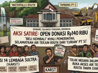 Wisata Air Terjun Routa 'Dicuri' Tambang, Koalisi 14 Lembaga Sultra Sindir Pemerintah Pakai Aksi Donasi Rp140 Ribu