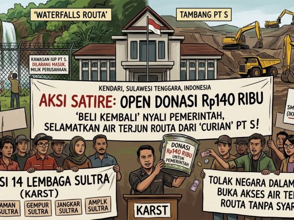 Wisata Air Terjun Routa 'Dicuri' Tambang, Koalisi 14 Lembaga Sultra Sindir Pemerintah Pakai Aksi Donasi Rp140 Ribu
