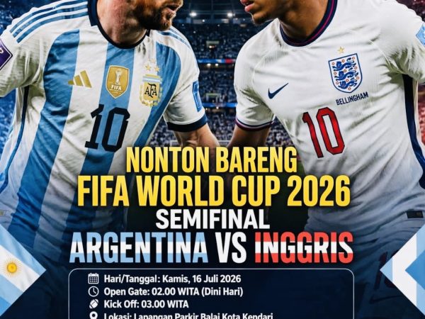 Pemkot Kendari Gelar Nobar Semifinal Piala Dunia Argentina vs Inggris di Pelataran Balai Kota Dini Hari Ini : Gratis, Ayo Ramaikan!