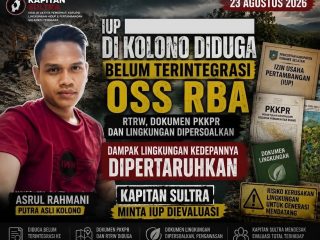 Kapitan Sultra Soroti IUP PT E di Kolono Konsel: Diduga Belum Terintegrasi OSS RBA dan Tabrak RTRW