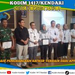 Kodim 1417/Kendari Raih Penghargaan Satker Terbaik dalam Kelola Anggaran Secara Transparan dan Akuntabel dari KPPN