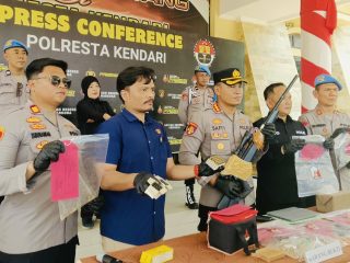 Polresta Kendari Ungkap 8 Kasus, Senjata Api Rakitan dan Puluhan Amunisi Disita