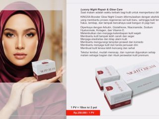 KINGSA Booster Glow Night Cream, Perawatan Malam dengan Kandungan Aktif untuk Kulit Lebih Lembap dan Cerah