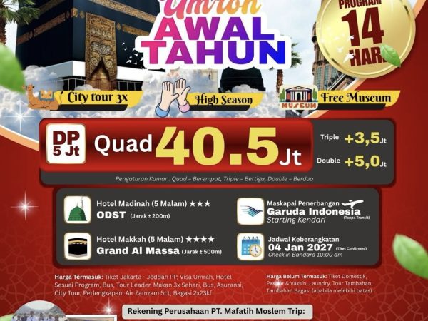Tak Perlu Transit, Paket Umrah Mafatih Berangkat Langsung dari Kendari dengan Garuda Indonesia