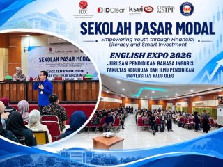 OJK Sultra Gandeng HMJ Pendidikan Bahasa Inggris UHO Gelar Sekolah Pasar Modal